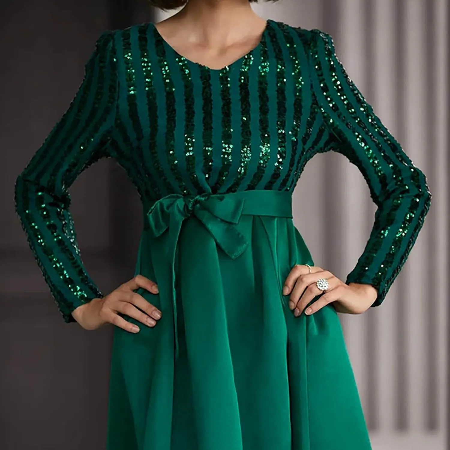 Wpmen's Dress Sexy Deep V Lace Mesh Maxi Formal Dress Party Cocktail Dresses Long Sleeve Elegant Wedding Dress
