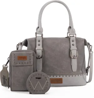 Wrangler 3Pcs Doctor Bag Sets for Women Top-handle Satchel Bag with Cell Phone Handbag and Coin Purse