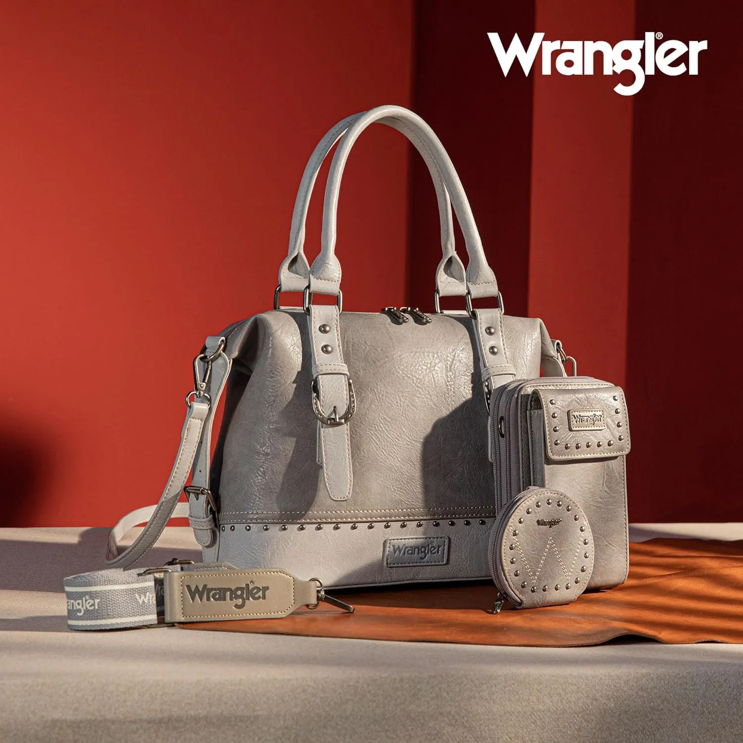 Wrangler 3Pcs Doctor Bag Sets for Women Top-handle Satchel Bag with Cell Phone Handbag and Coin Purse