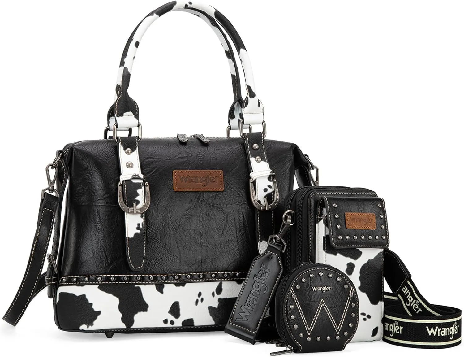 Wrangler 3Pcs Doctor Bag Sets for Women Top-handle Satchel Bag with Cell Phone Handbag and Coin Purse