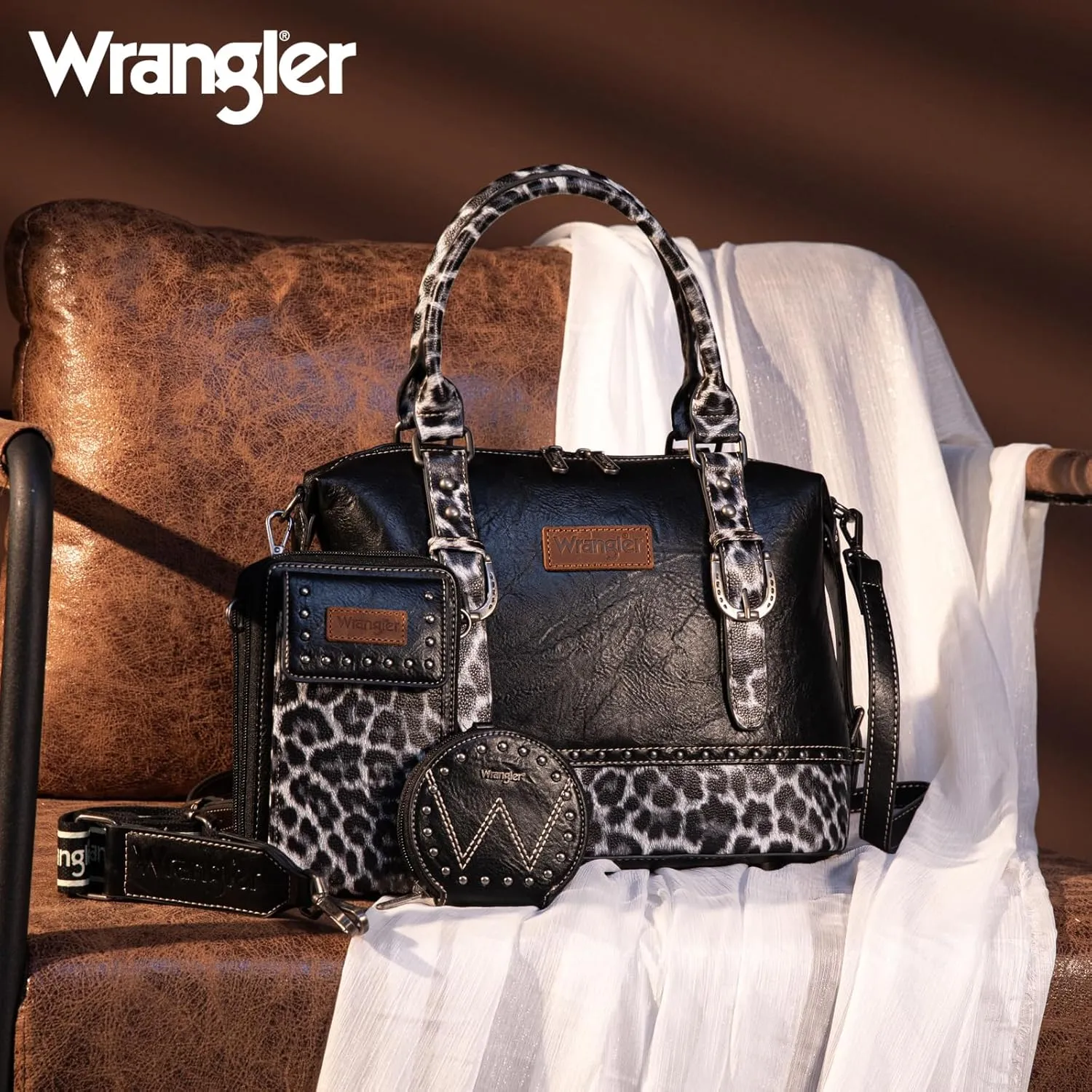 Wrangler 3Pcs Doctor Bag Sets for Women Top-handle Satchel Bag with Cell Phone Handbag and Coin Purse