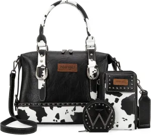 Wrangler 3Pcs Doctor Bag Sets for Women Top-handle Satchel Bag with Cell Phone Handbag and Coin Purse