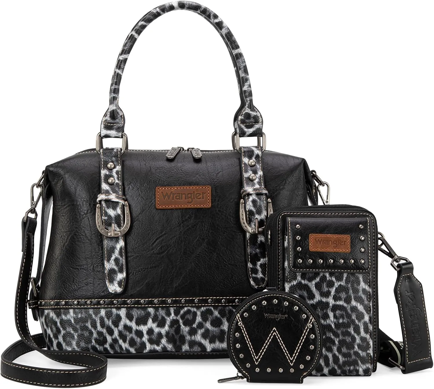 Wrangler 3Pcs Doctor Bag Sets for Women Top-handle Satchel Bag with Cell Phone Handbag and Coin Purse
