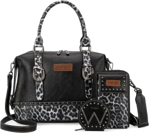 Wrangler 3Pcs Doctor Bag Sets for Women Top-handle Satchel Bag with Cell Phone Handbag and Coin Purse