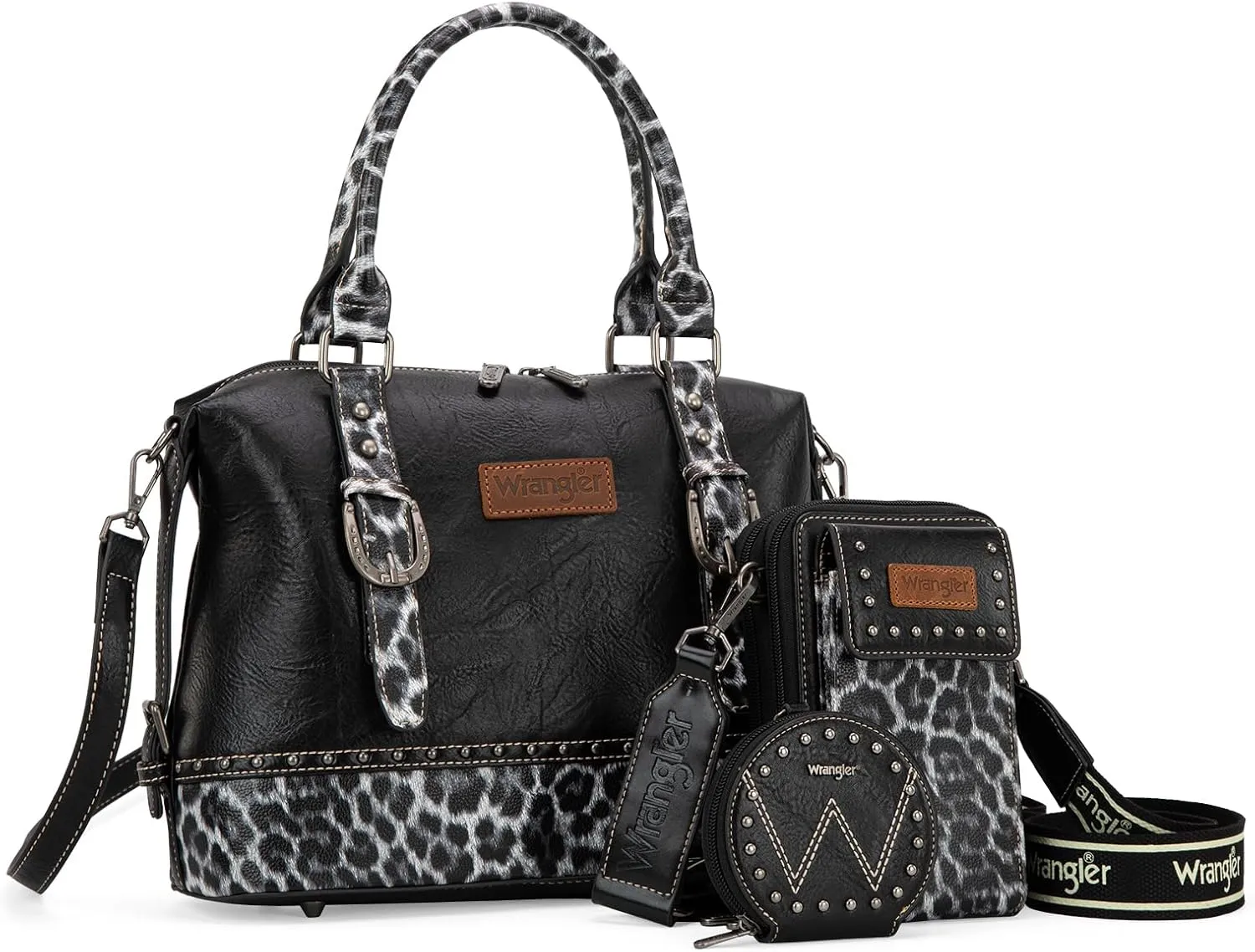 Wrangler 3Pcs Doctor Bag Sets for Women Top-handle Satchel Bag with Cell Phone Handbag and Coin Purse