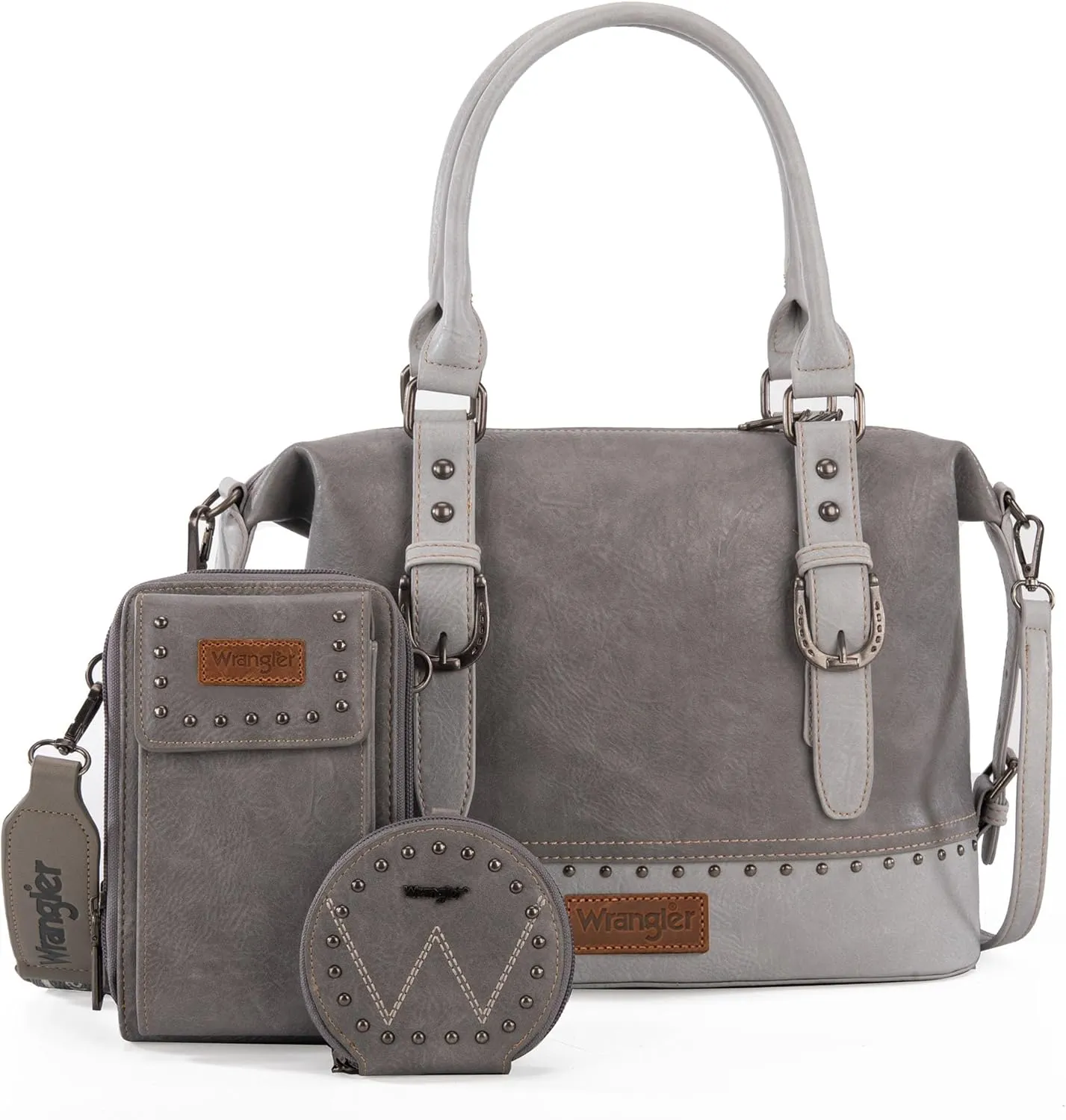Wrangler 3Pcs Doctor Bag Sets for Women Top-handle Satchel Bag with Cell Phone Handbag and Coin Purse