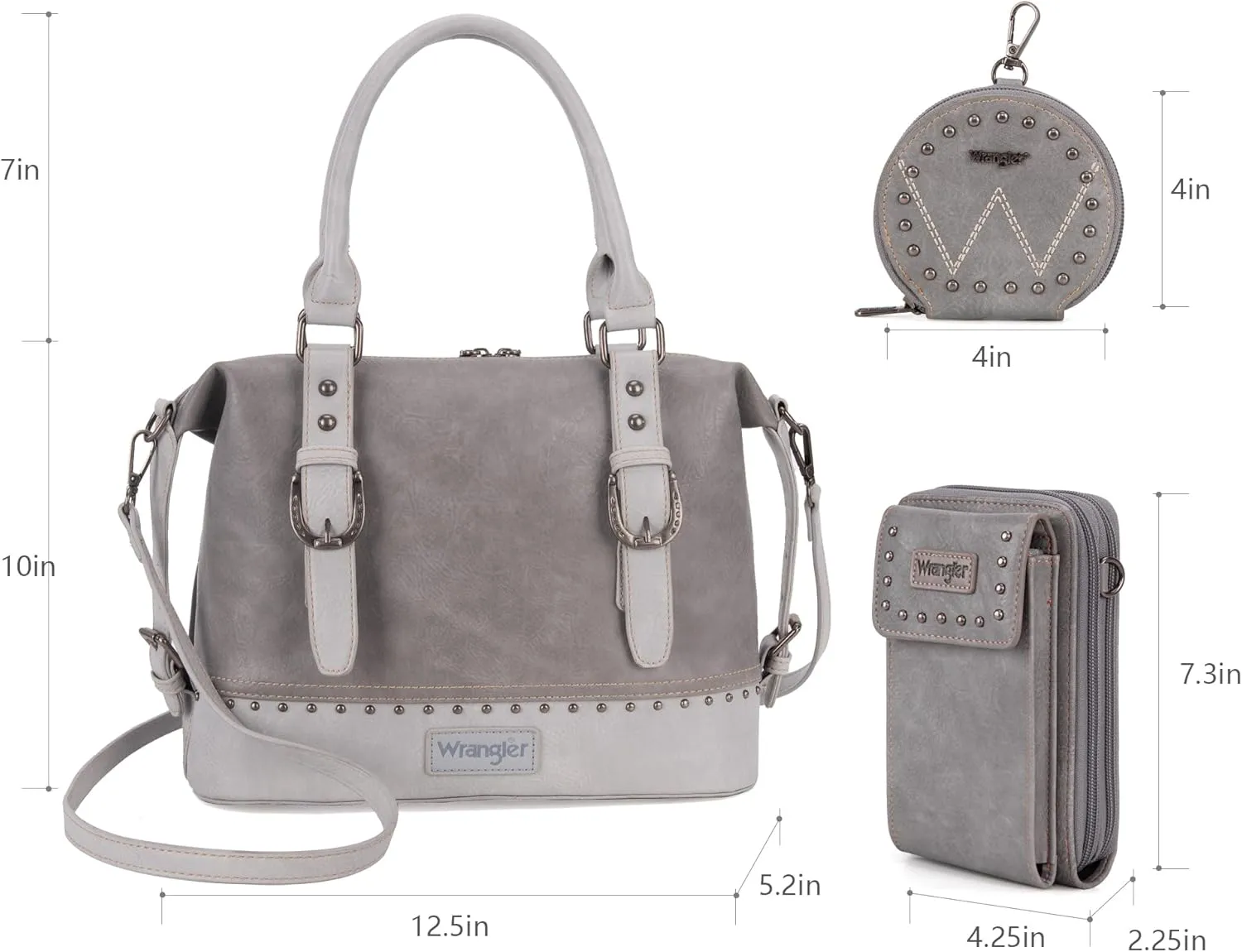 Wrangler 3Pcs Doctor Bag Sets for Women Top-handle Satchel Bag with Cell Phone Handbag and Coin Purse