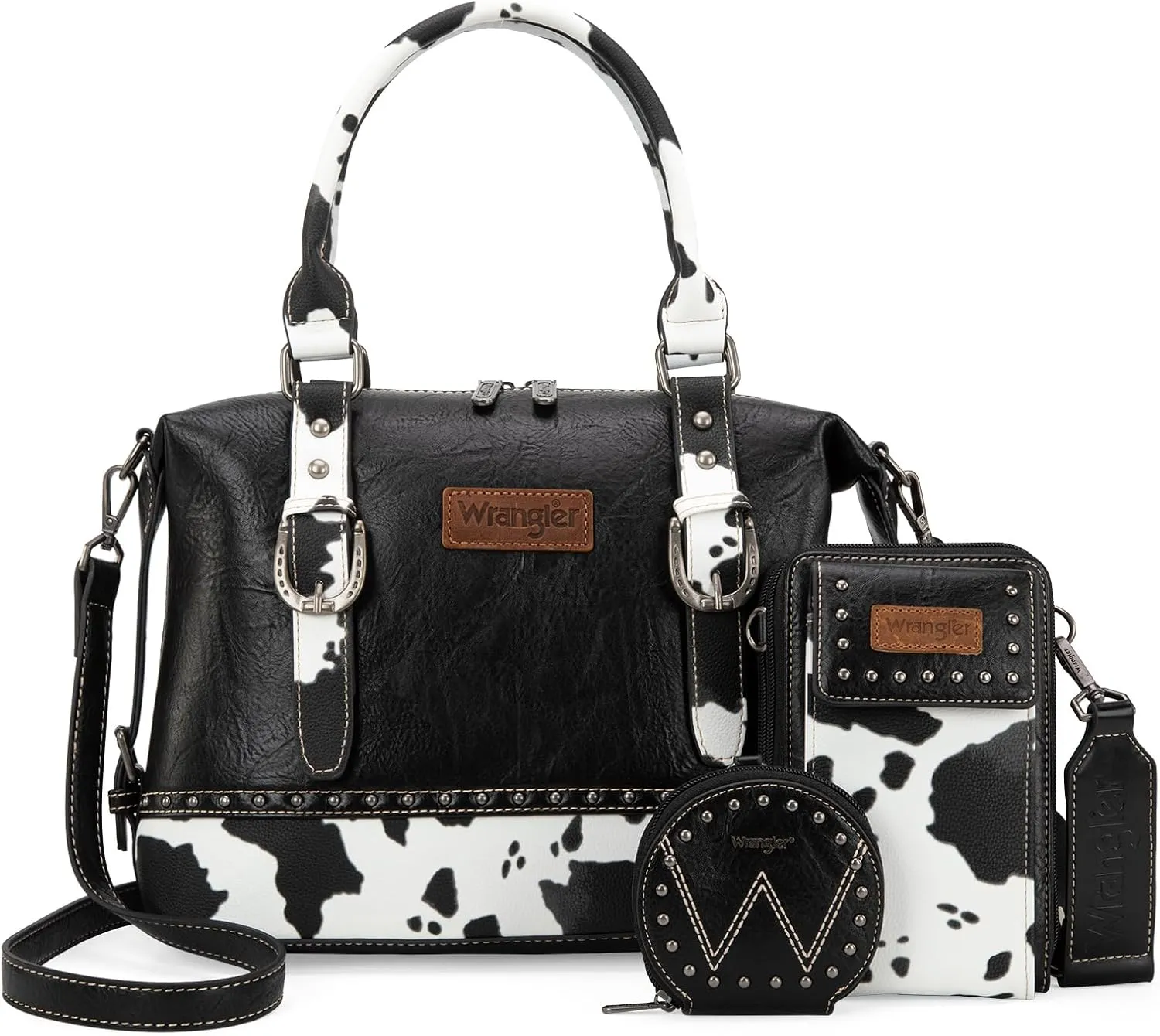 Wrangler 3Pcs Doctor Bag Sets for Women Top-handle Satchel Bag with Cell Phone Handbag and Coin Purse