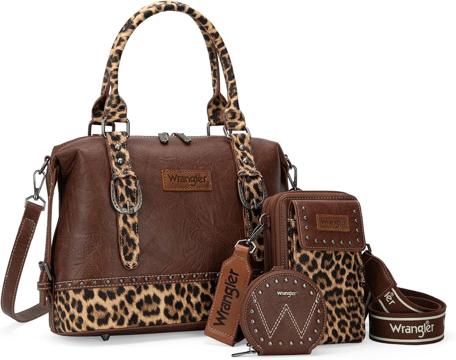 Wrangler 3Pcs Doctor Bag Sets for Women Top-handle Satchel Bag with Cell Phone Handbag and Coin Purse