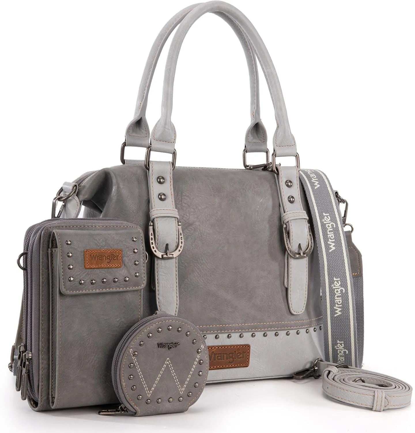 Wrangler 3Pcs Doctor Bag Sets for Women Top-handle Satchel Bag with Cell Phone Handbag and Coin Purse