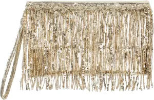 Wrist Purse Sequins Fringe Evening Bag Glitter Tassels Envelope Clutch Handbag for Party Prom Wedding