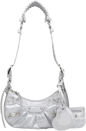 Y2K Punk Shoulder Bag for Women Handbag Shoulder Purse with Rivet Leather Crossbody Bag Fof Lady