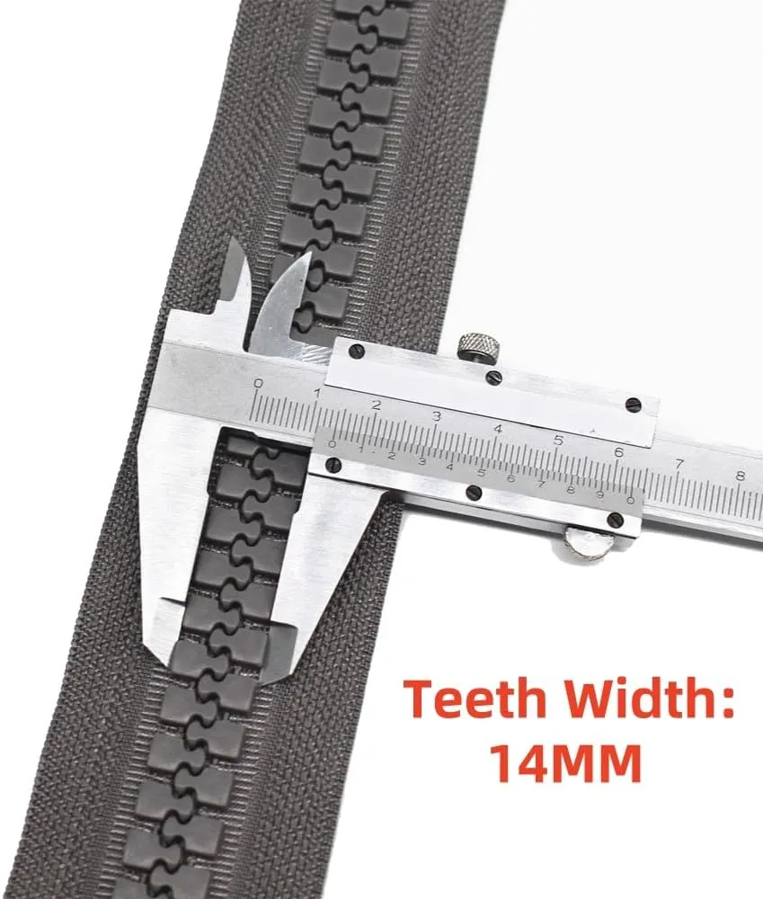 YaHoGa #20 Super Large Plastic Zipper Heavy Duty Zippers by The Yard Bulk 2 Yards with 5pcs Sliders for DIY Sewing Tailor Crafts Bags Tents Boat Cover Canvas (Grey 2 Yards)
