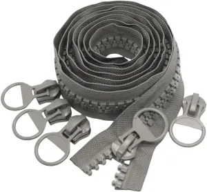 YaHoGa #20 Super Large Plastic Zipper Heavy Duty Zippers by The Yard Bulk 2 Yards with 5pcs Sliders for DIY Sewing Tailor Crafts Bags Tents Boat Cover Canvas (Grey 2 Yards)