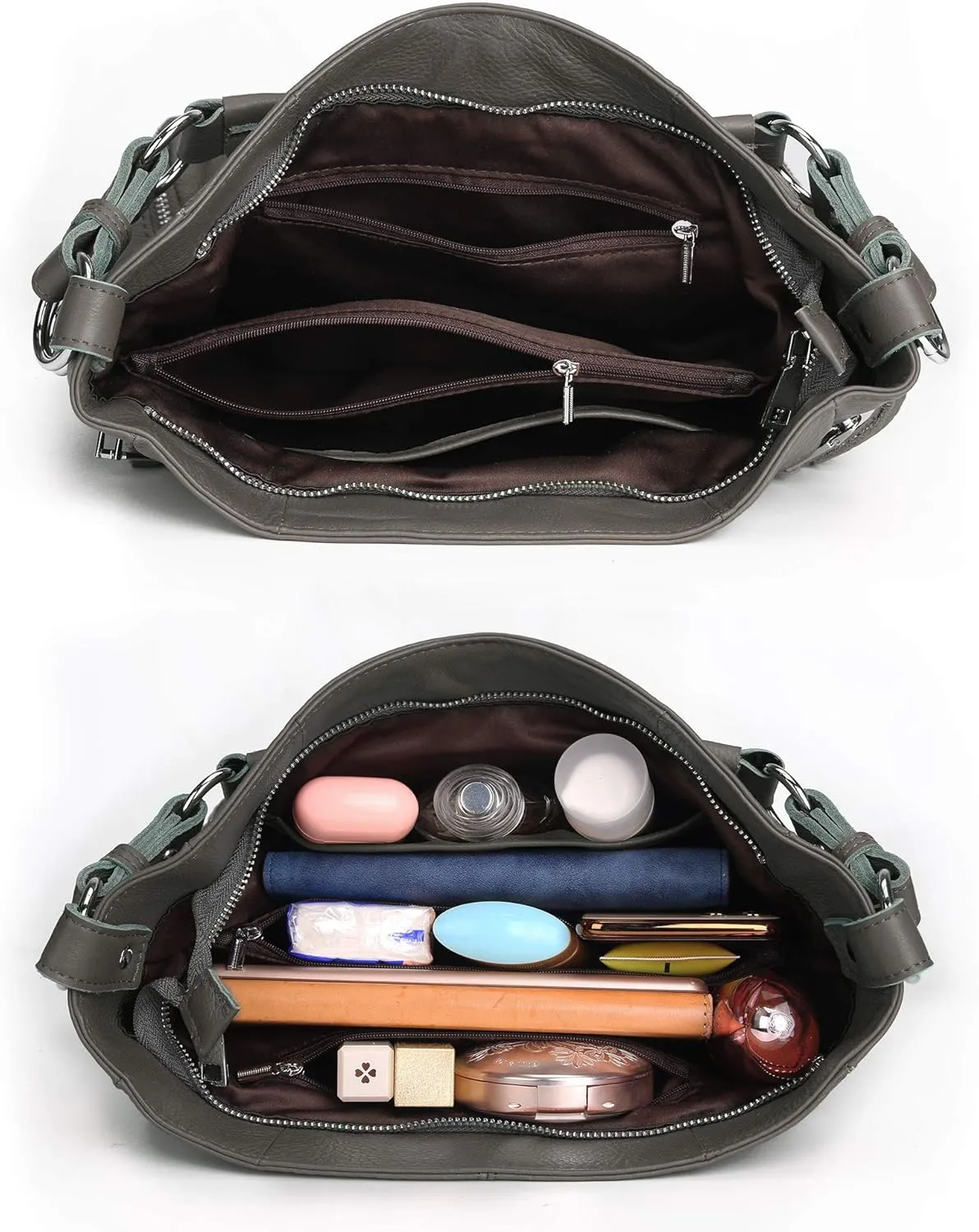 YALUXE Genuine Leather Shoulder Bags Stylish Hobo Handbags Purses Crossbody Bags for Women