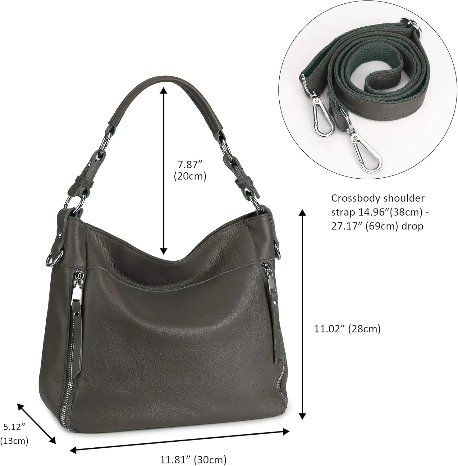 YALUXE Genuine Leather Shoulder Bags Stylish Hobo Handbags Purses Crossbody Bags for Women