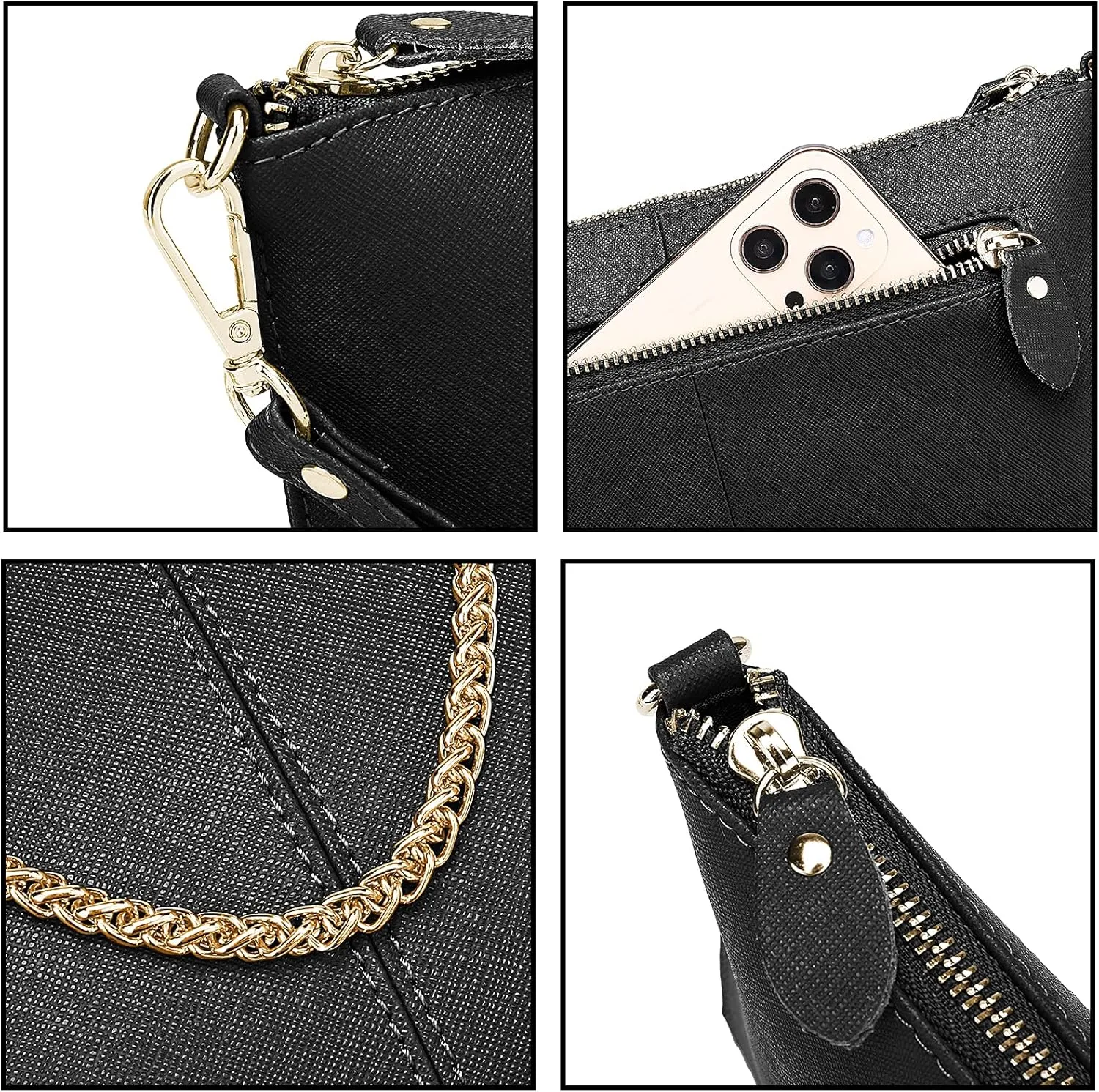 YALUXE Genuine Leather Wristlet Handbags Purses Cell Phone Pocket Clutch Wallet Crossbody Bags for Women