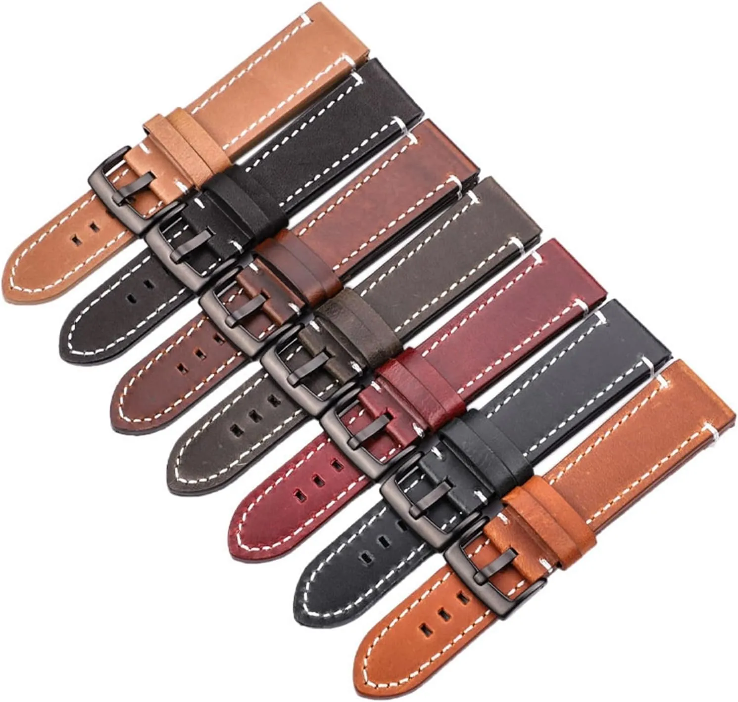 yaoqijie Cowhide Genuine Leather Watchband Belt 18 20 22 24mm Men Women Thick Handmade Retro Watch Band Strap Metal Buckles lasting