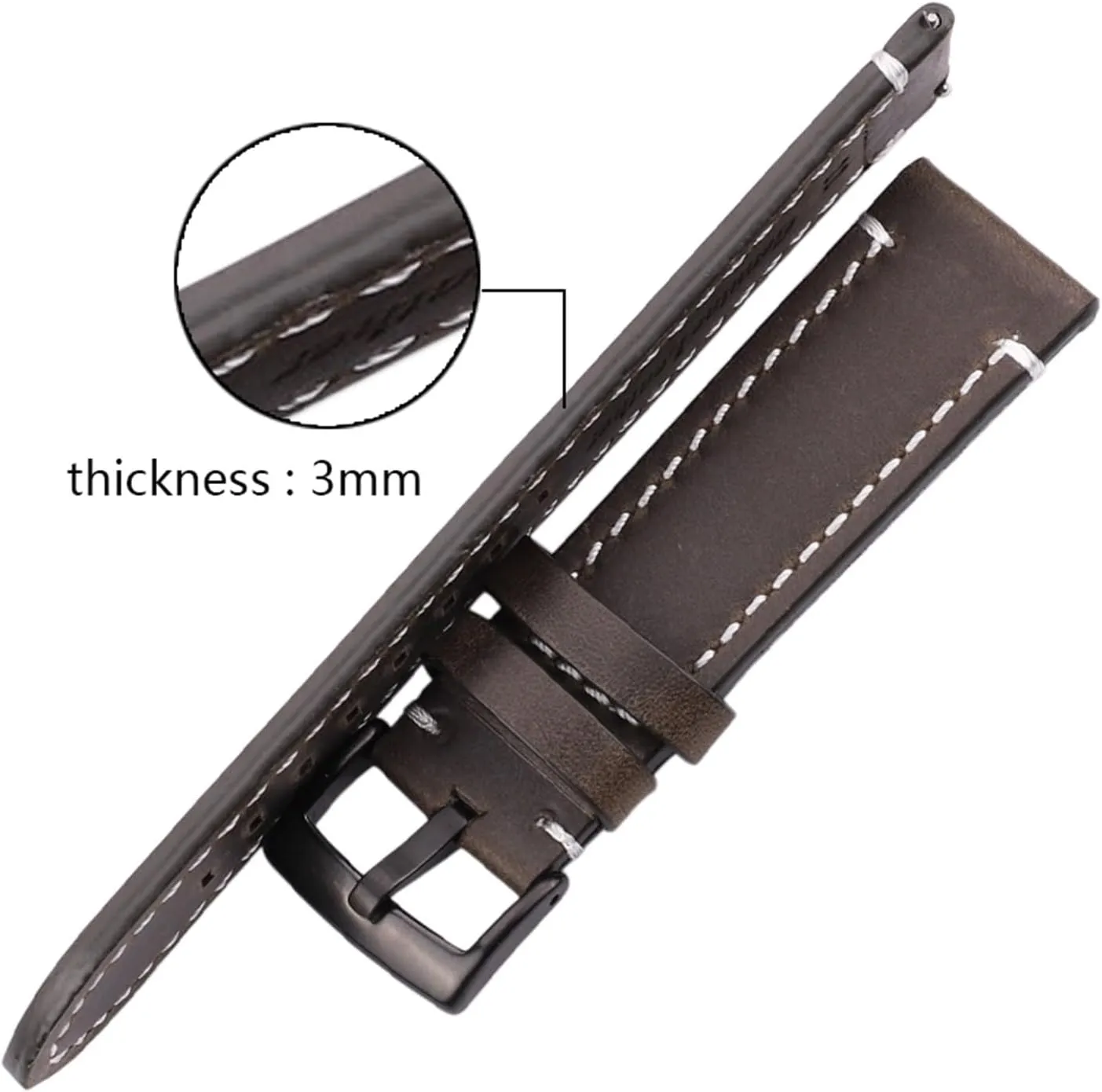 yaoqijie Cowhide Genuine Leather Watchband Belt 18 20 22 24mm Men Women Thick Handmade Retro Watch Band Strap Metal Buckles lasting