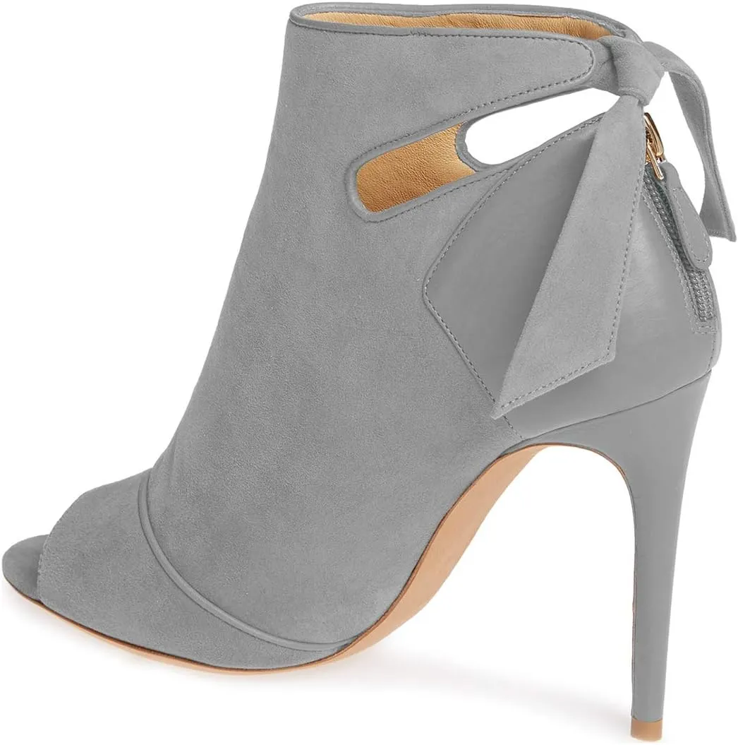 YDN Women High Heel Ankle Boots Chic Open Peep Toe Cut Out Bow Tie Stiletto Booties Shoes Size 4-16 US