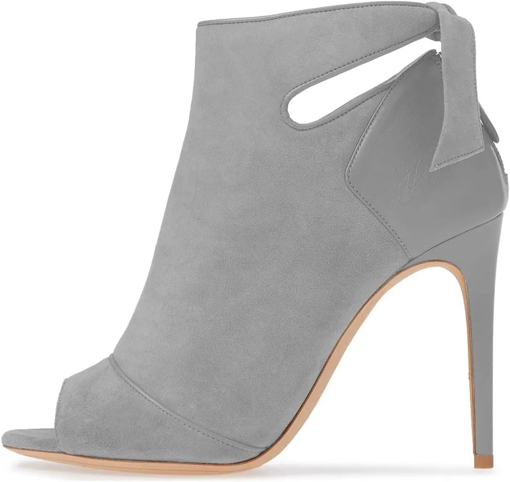 YDN Women High Heel Ankle Boots Chic Open Peep Toe Cut Out Bow Tie Stiletto Booties Shoes Size 4-16 US