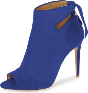 YDN Women High Heel Ankle Boots Chic Open Peep Toe Cut Out Bow Tie Stiletto Booties Shoes Size 4-16 US
