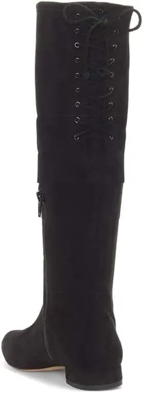 YDN Women Sexy Closed Toe Mid Calf Boots Lace Up Under The Knee High Low Heel with Zipper Dress Casual Flat Long Booties Size 4-15 US