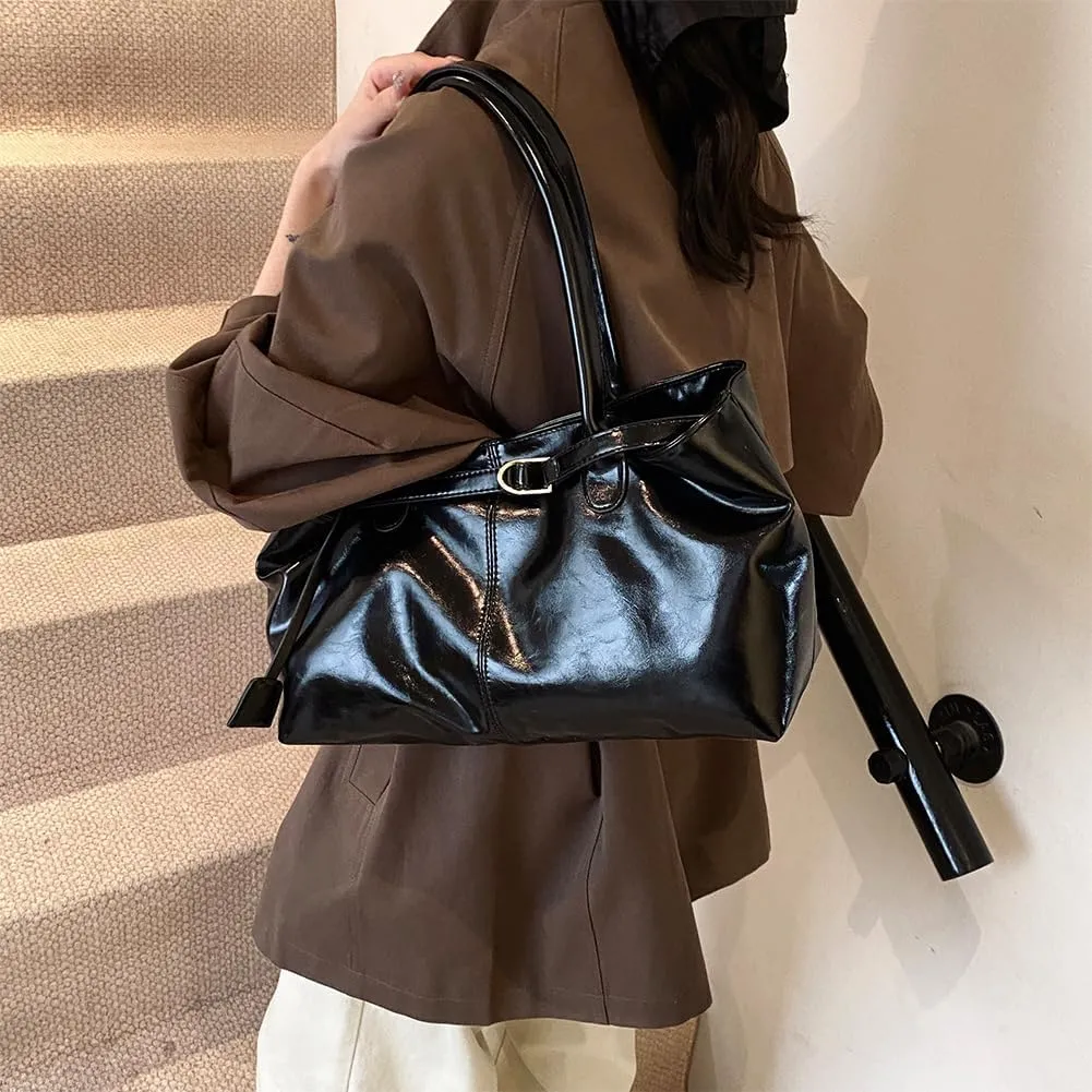 YFGBCX Leather Tote Bag for Women, Hobo Bag for Women, Top Handle Bags, Slouchy Shoulder Bag for Work Travel