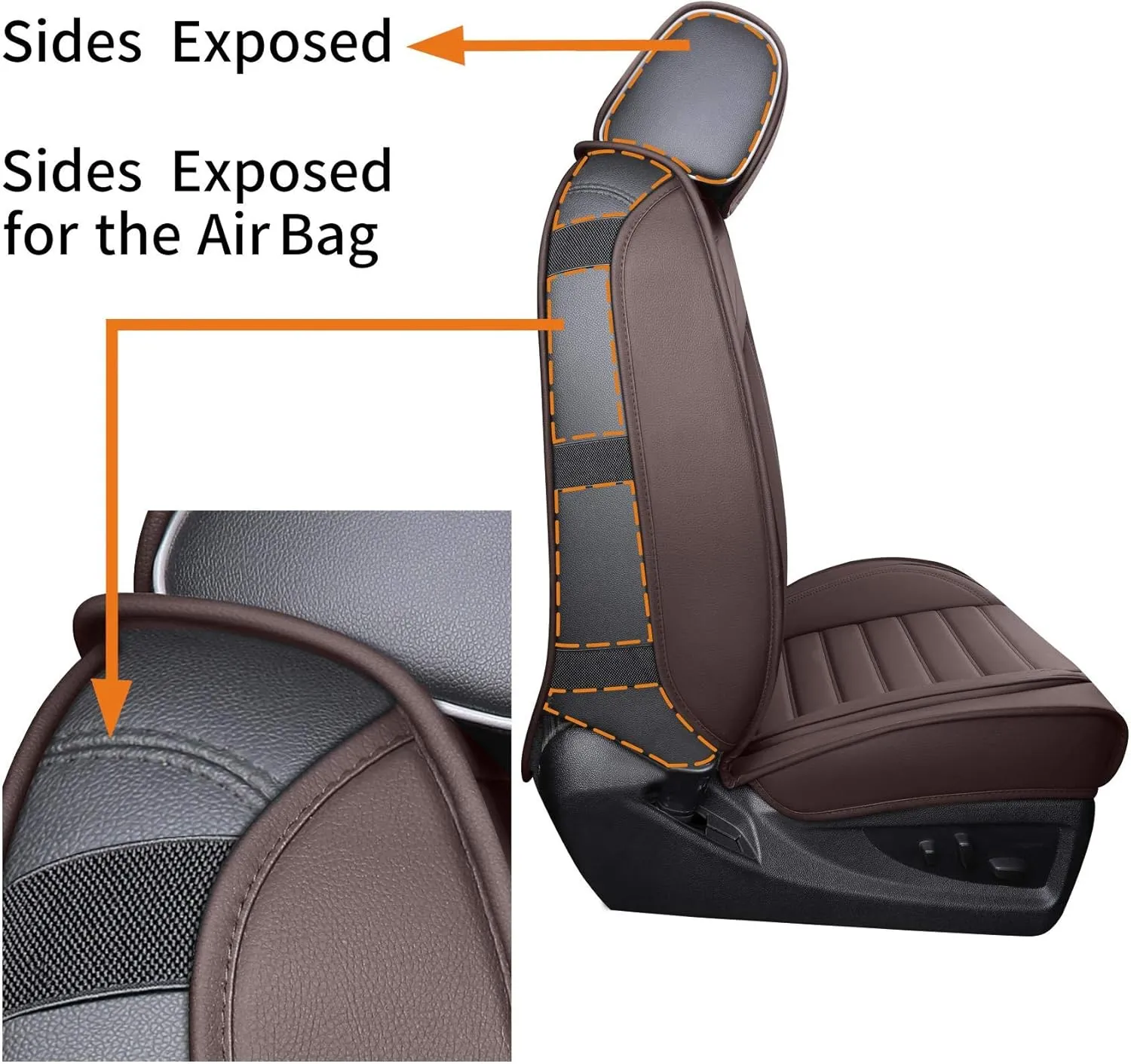 YIERTAI Seat Covers Compatible with Silverado Sierra for 2007-2024 2025 1500/2500/3500 Crew Double Extended Cab Trucks Waterproof Leather Covers Protectors(2 PCS Front only/Brown)