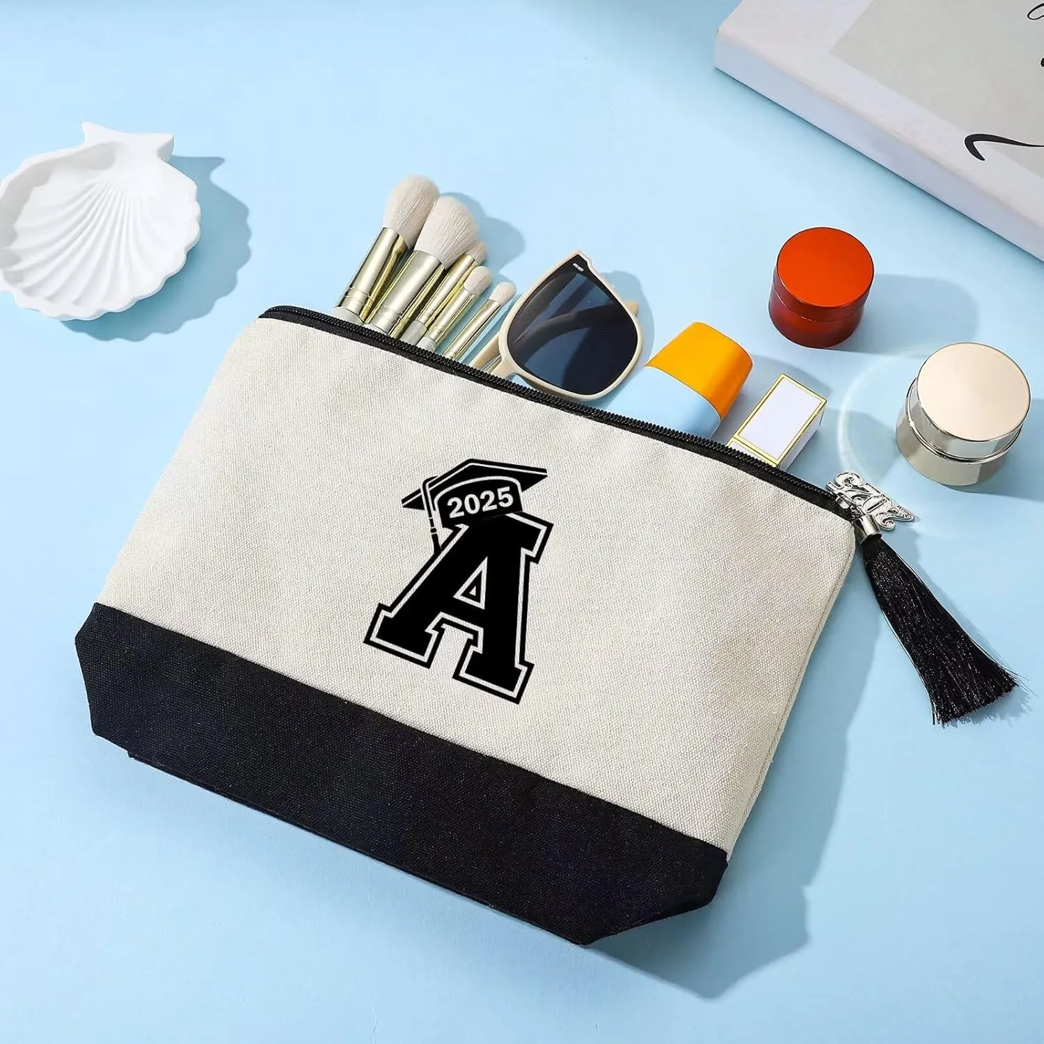 YOOLIFE 2025 Graduation Gifts for Her, Class of 2025 Gifts Initial S Travel Makeup Bag Cute Make Up Bag Cosmetic Bags for Women Graduation Gifts for Her Teacher Appreciation Gifts Daughter Sister