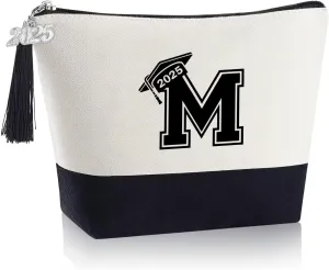 YOOLIFE 2025 Graduation Gifts Makeup Bag, Initial M Makeup Bag Personalized Make Up Bag Cosmetic Bags for Women Best Friend Graduation Gift for Her Teacher Daughter Grad Gifts for Her Class of 2025