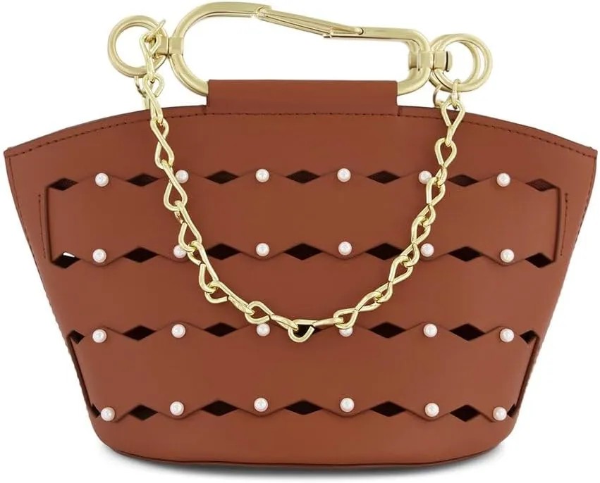 Zac Posen Belay Mini Zipped Leather Bucket Bag, Brown