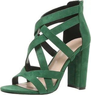 ZBYY Women's Open Toe Chunky Block Stacked Heels Sandals Summer Crisscross Wedding Party Dress Pumps High Heel Sandal