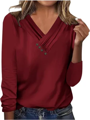 ZDRZK Cute Long Sleeve Tops for Women Dressy Casual Boho Floral Print Crew Neck Petite Shirts Fall Fashion Blouse 2023