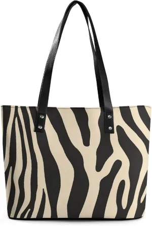 Zebra Animal Pattern Women's Tote Shoulder Bag Handbag Top Handle Leather 29 * 34 * 14cm