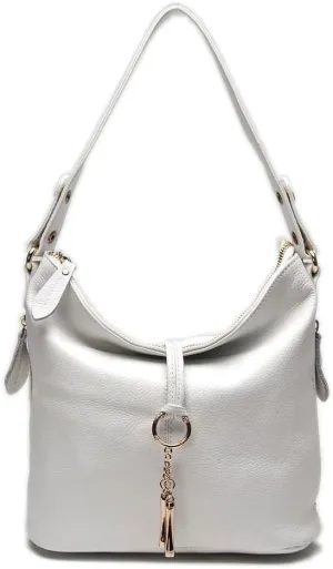 Zecny Genuine Leather Shoulder Bag for Women Metal Tassel