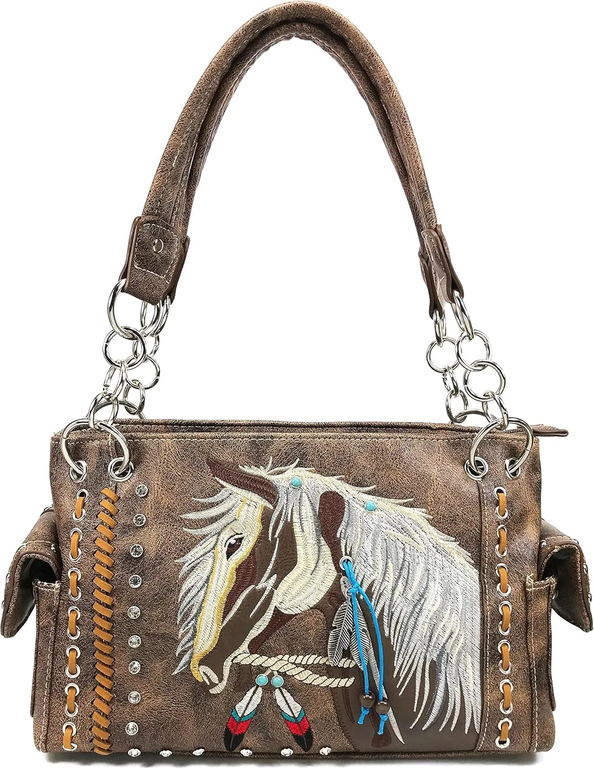 Zelris Dakota Dales Pony Horse Embroidery Mane Western Country Women Conceal Carry CCW Shoulder Handbag Purse
