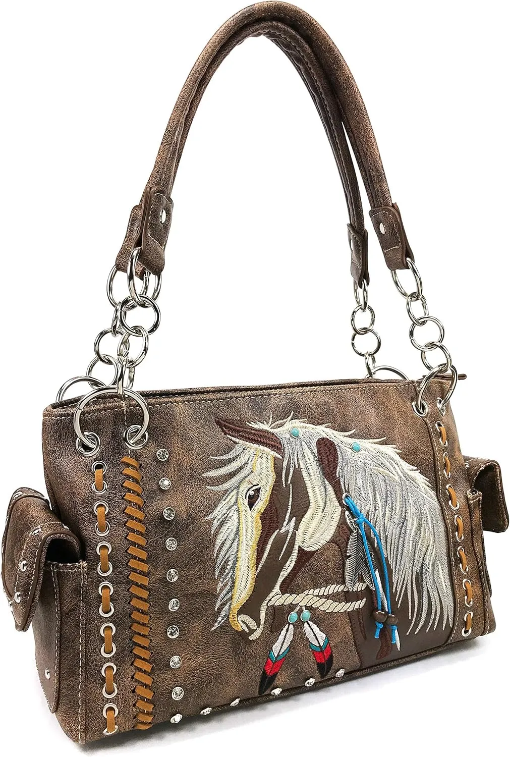 Zelris Dakota Dales Pony Horse Embroidery Mane Western Country Women Conceal Carry CCW Shoulder Handbag Purse