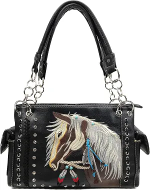 Zelris Dakota Dales Pony Horse Embroidery Mane Western Country Women Conceal Carry CCW Shoulder Handbag Purse