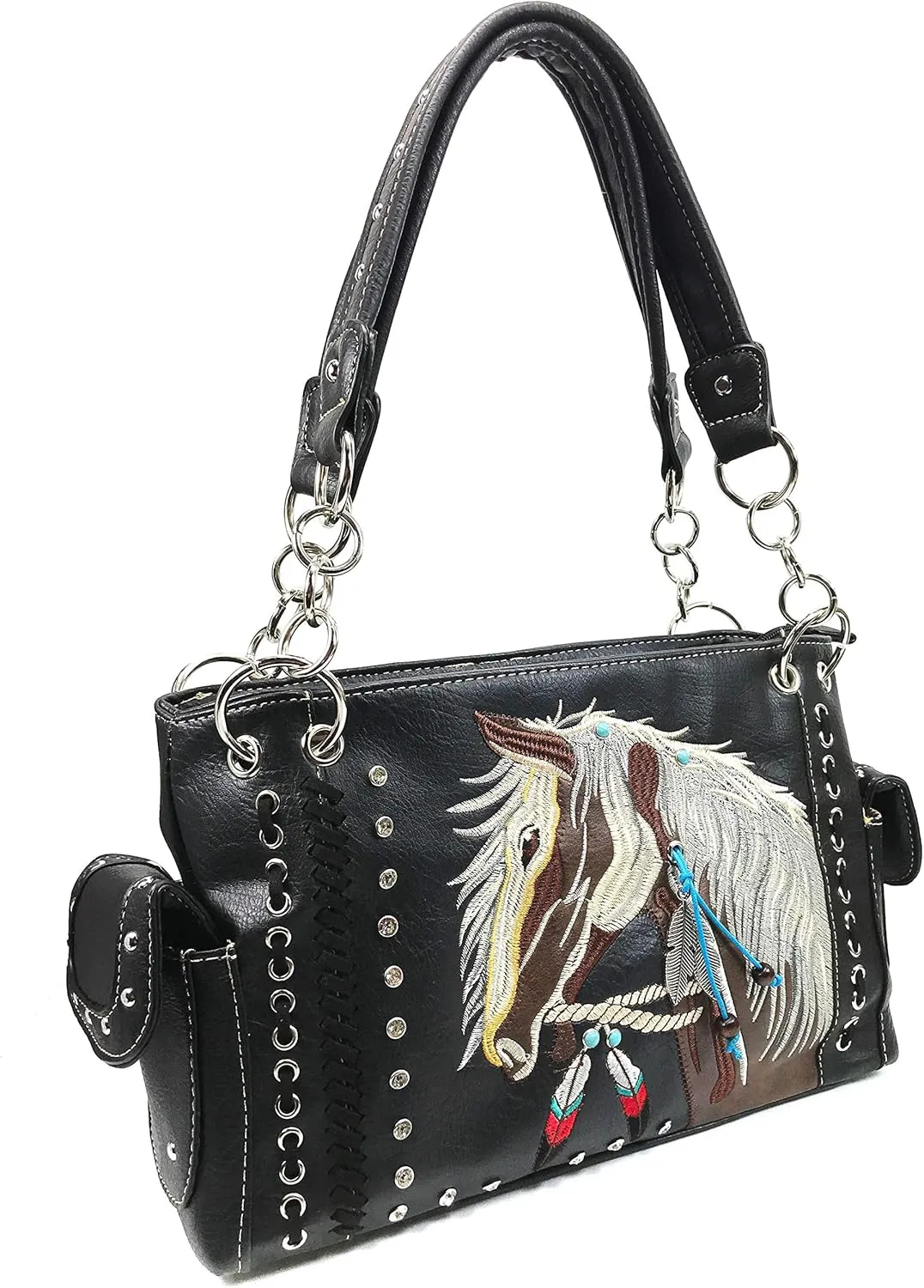 Zelris Dakota Dales Pony Horse Embroidery Mane Western Country Women Conceal Carry CCW Shoulder Handbag Purse