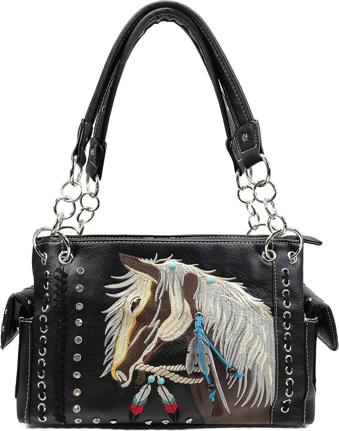 Zelris Dakota Dales Pony Horse Embroidery Mane Western Country Women Conceal Carry CCW Shoulder Handbag Purse