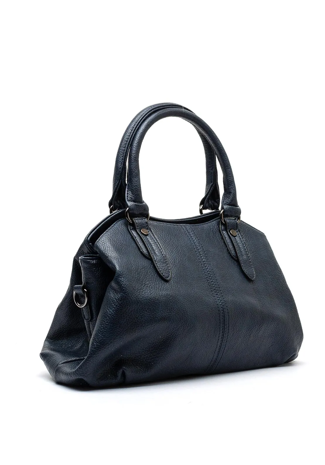 Zen Collection Pebbled Satchel Grab Bag, Navy