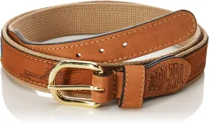 ZEP-PRO Men's Tan Leather Embroidered Dolphin Belt