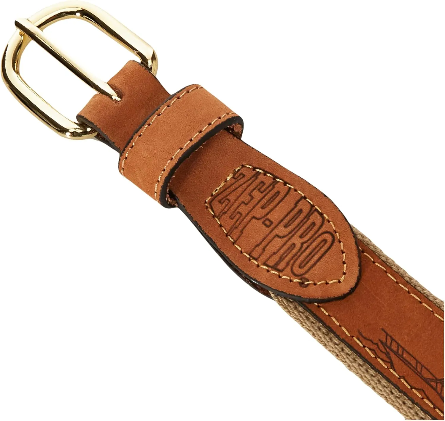 ZEP-PRO Men's Tan Leather Embroidered Dolphin Belt