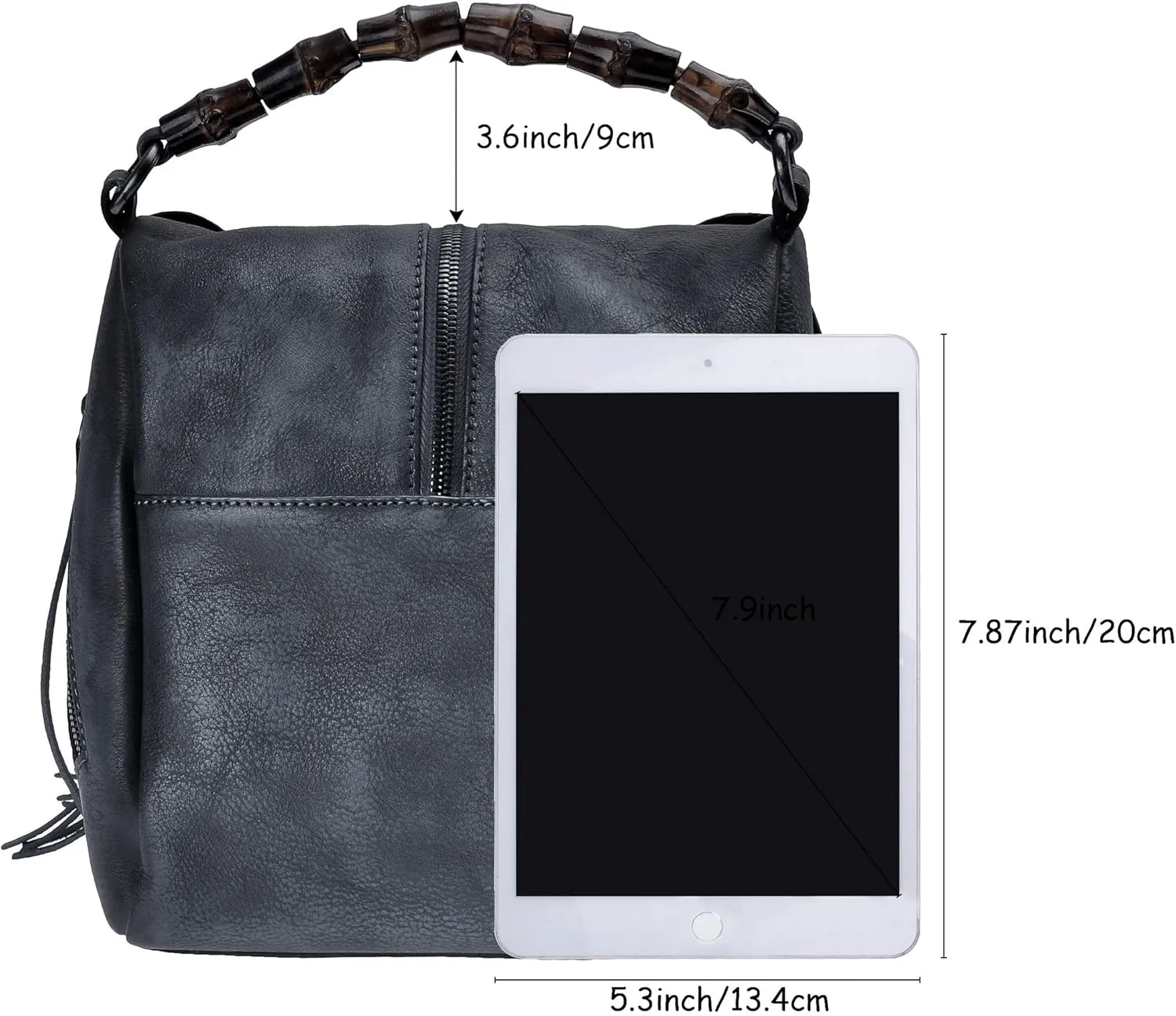 ZLYC Women's Leather Bamboo Hand Strap Featured Fringe Bohemian Tassel Studed Cross Body Bag