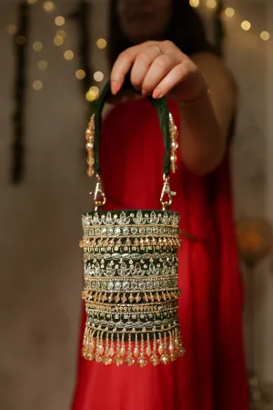 Zoya Emerald Green Bucket Potli